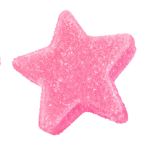 Pink star-shaped gummy candy representing KURU's Gummy Sweet Relief collection.