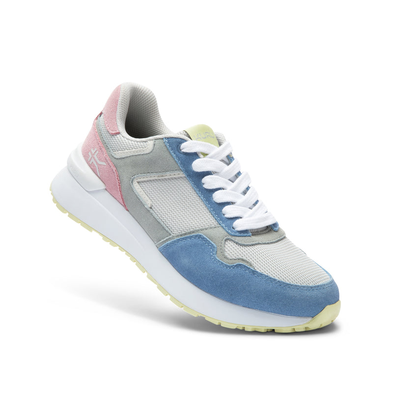 Angled profile view of the KURU APOGEE Unisex Sneaker in Dove Gray-Multi.
