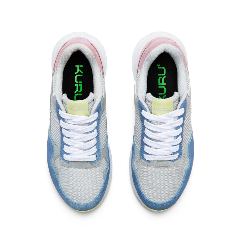 Top-down view of the KURU APOGEE Unisex Sneaker in Dove Gray-Multi.