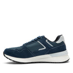 Inner side view of the KURU APOGEE Unisex Sneaker in Indigo-Bright White.