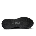 Outsole view of the KURU APOGEE Unisex Sneaker in Jet Black-Storm Gray, showing the KURUSOLE tread.