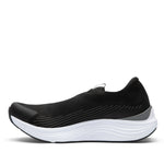 Inner side view of the KURU ATOM 2 Slip-On Men's Slip-On Sneaker in Jet Black-Bright White.