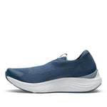 Inner side view of the KURU ATOM 2 Slip-On Men's Slip-On Sneaker in Mountain Blue-Dove Gray.