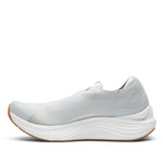 Inner side view of the KURU ATOM 2 Slip-On Women's Slip-On Sneaker in Dove Gray-Gum.