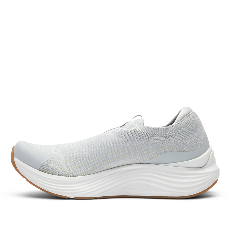 Inner side view of the KURU ATOM 2 Slip-On Women's Slip-On Sneaker in Dove Gray-Gum.