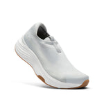 Angled profile view of the KURU ATOM 2 Slip-On Women's Slip-On Sneaker in Dove Gray-Gum.