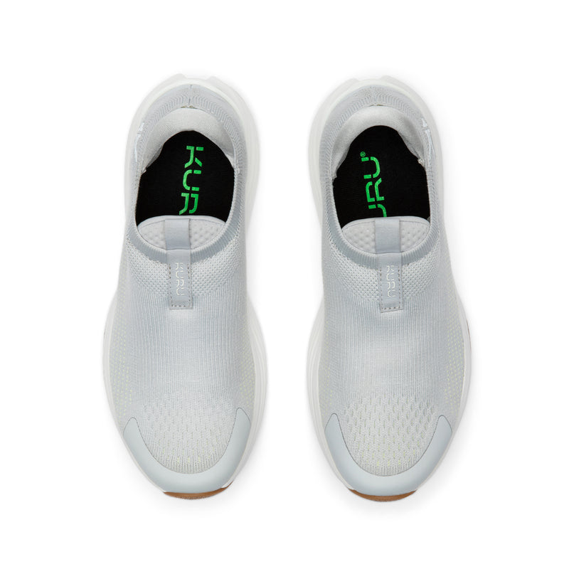 Top-down view of the KURU ATOM 2 Slip-On Women's Slip-On Sneaker in Dove Gray-Gum.