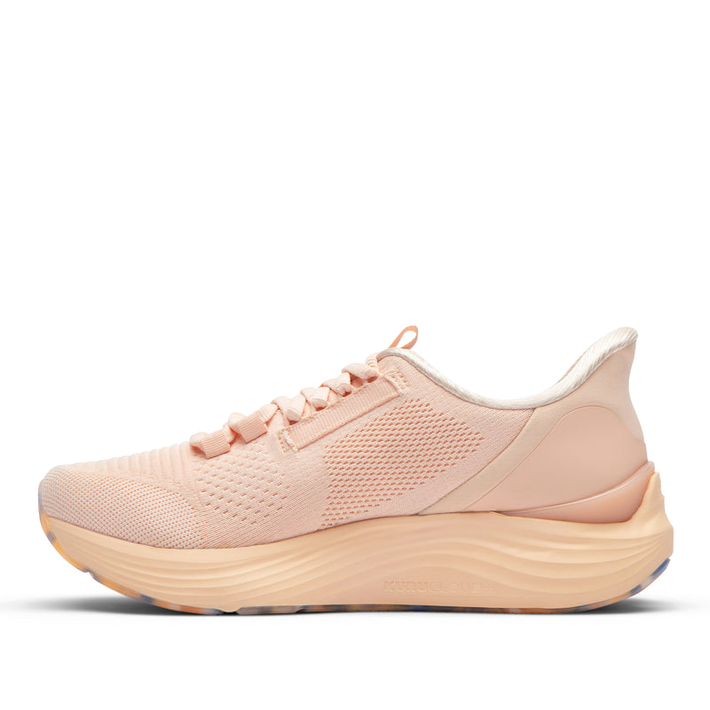 Inner side view of the KURU ATOM 2 Women's Sneaker in Peach Glacier.