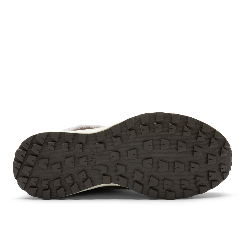 Outsole view of the KURU ATOM Lumi Women's Sneaker in Burnt Olive-Sand, showing the KURUSOLE tread.