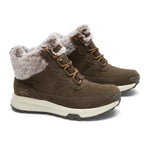 Pair of KURU ATOM Lumi Women's Sneaker in Burnt Olive-Sand, angled view.