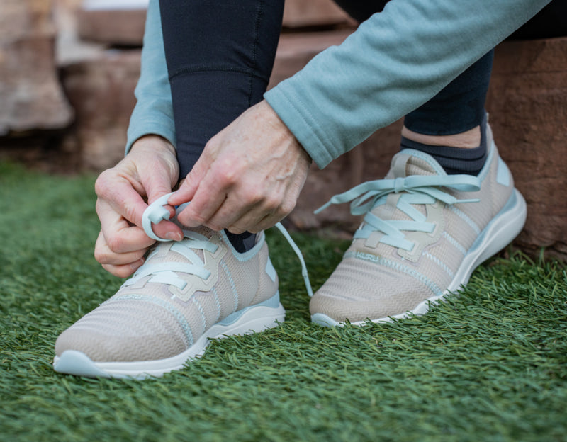 Person breaking in new KURU shoes during everyday wear, illustrating the KURU break-in process.