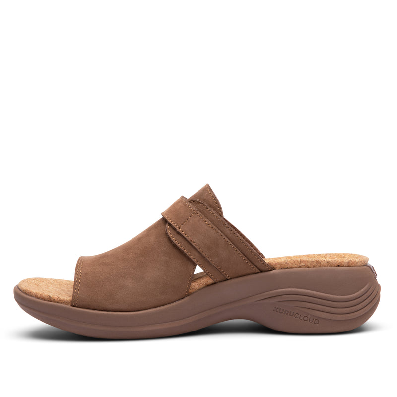 Inner side view of the KURU CODA Aika Women's Sandal in Molasses Brown.