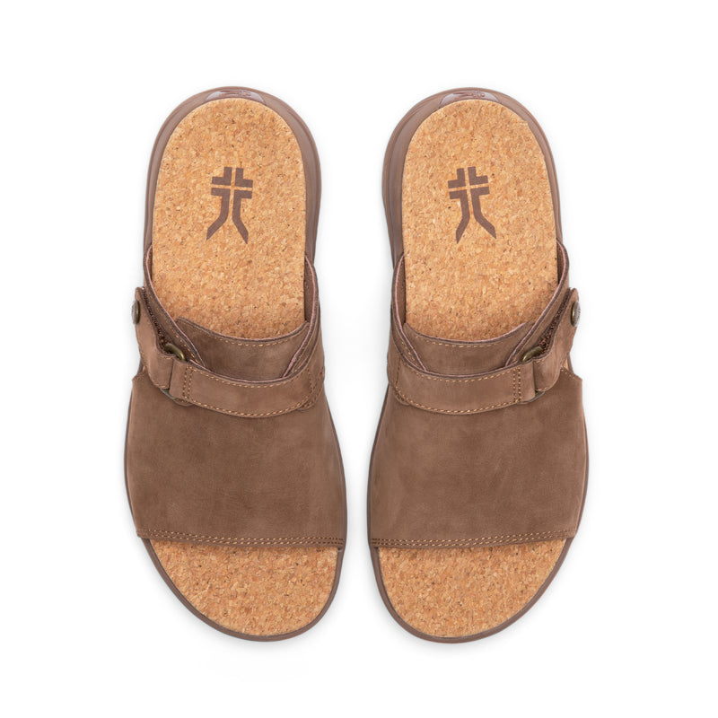 Top-down view of the KURU CODA Aika Women's Sandal in Molasses Brown.