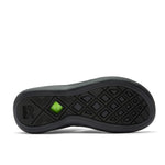 Outsole view of the KURU CODA Muse Women's Sandal in Jet Black-Emboss, showing the KURUSOLE tread.