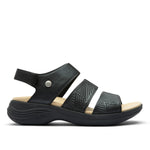 KURU CODA Muse Women's Sandal in Jet Black-Emboss.
