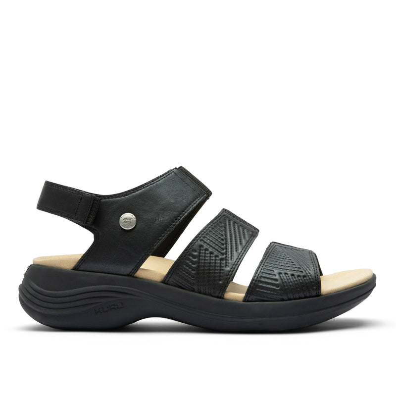 KURU CODA Muse Women's Sandal in Jet Black-Emboss.