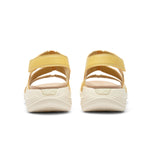 Back heel view of the KURU CODA Muse Women's Sandal in Pineapple Splash.