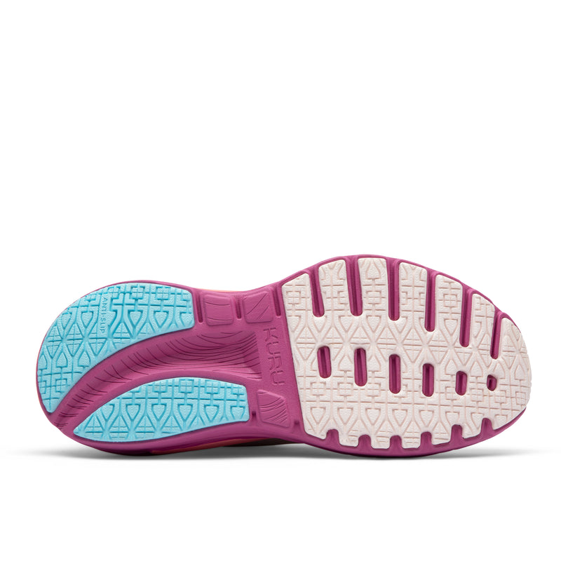 Outsole view of the KURU CURA Unisex Shoe in Pearl-Fuchsia, showing the KURUSOLE tread.