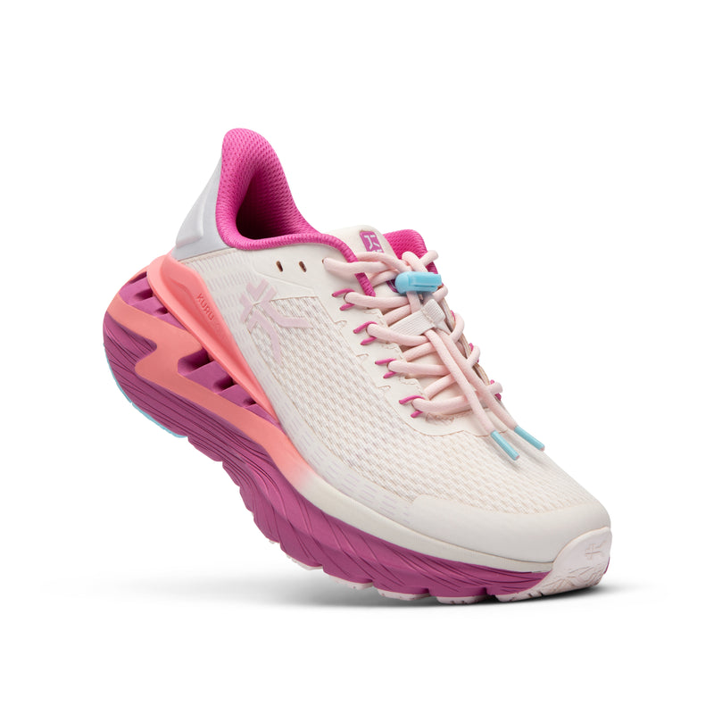 Angled profile view of the KURU CURA Unisex Shoe in Pearl-Fuchsia.