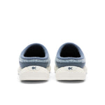 Back heel view of the KURU DRAFT 2 Women's Slipper in Mineral Blue-Pearl White.
