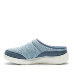 Inner side view of the KURU DRAFT 2 Women's Slipper in Mineral Blue-Pearl White.