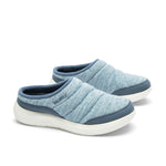 Pair of KURU DRAFT 2 Women's Slipper in Mineral Blue-Pearl White, angled view.