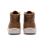 Back heel view of the KURU DRAFT Aalto Men's Slipper in Cashew Brown-Sand.
