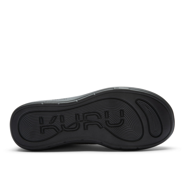 Outsole view of the KURU DRAFT Aalto Men's Slipper in Tobacco Brown-Jet Black, showing the KURUSOLE tread.