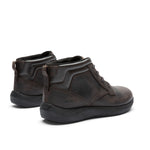 Close-up of the heel cup on the KURU DRAFT Aalto Men's Slipper in Tobacco Brown-Jet Black.