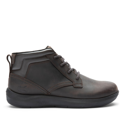 KURU DRAFT Aalto Men's Slipper in Tobacco Brown-Jet Black.