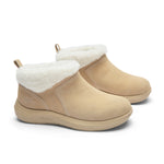 Pair of KURU DRAFT Lahti Women's Slipper in Lathi-Buff Tan, angled view.