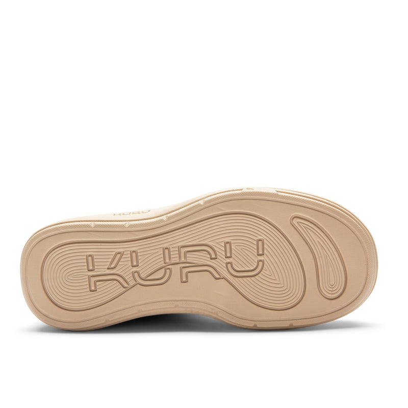 Outsole view of the KURU DRAFT Lahti Women's Slipper in Chestnut Brown, showing the KURUSOLE tread.