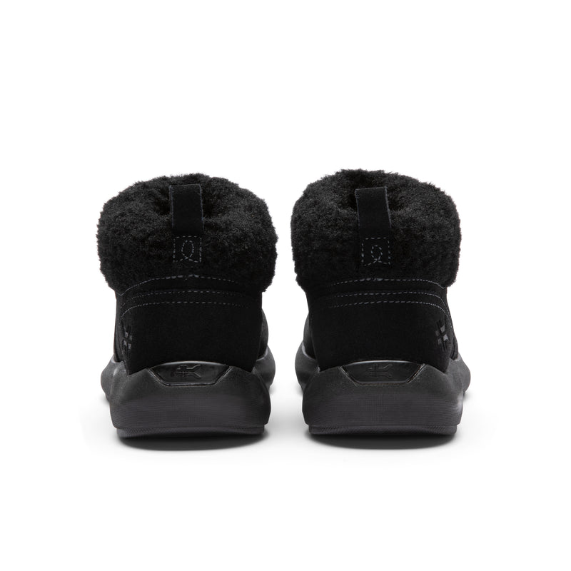 Back heel view of the KURU DRAFT Lahti Women's Slipper in Jet Black.