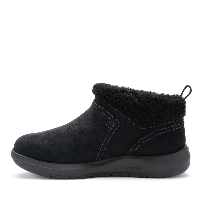 Inner side view of the KURU DRAFT Lahti Women's Slipper in Jet Black.