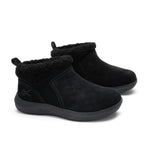 Pair of KURU DRAFT Lahti Women's Slipper in Jet Black, angled view.