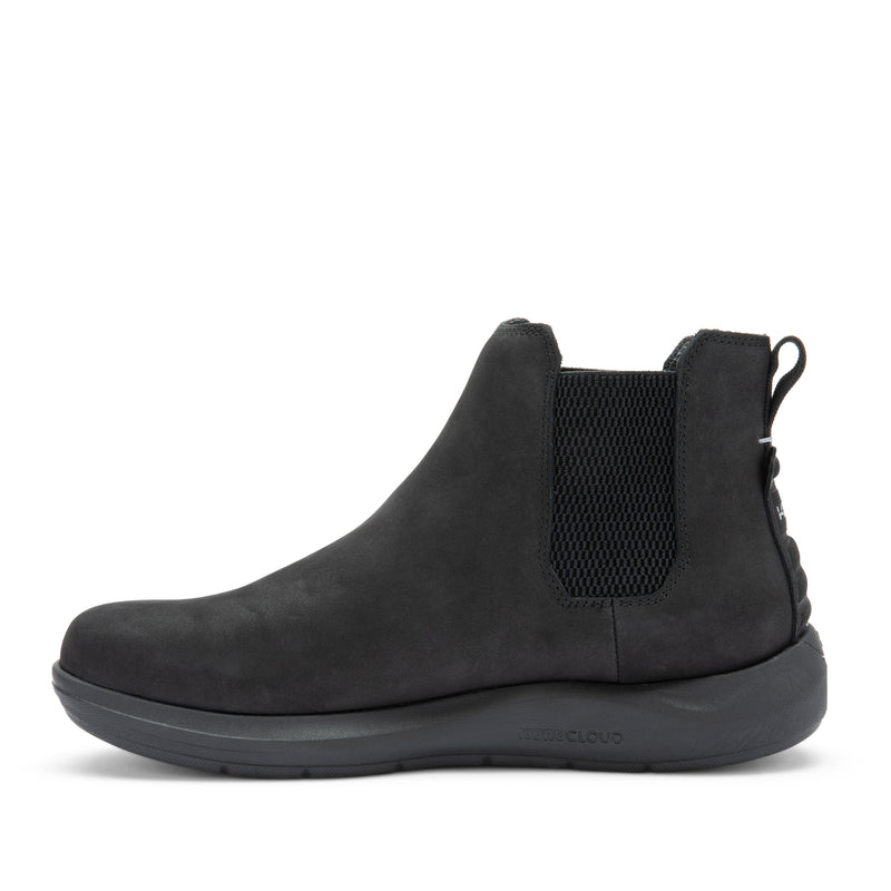 Inner side view of the KURU DRAFT Salo Men's Slipper in Jet Black.