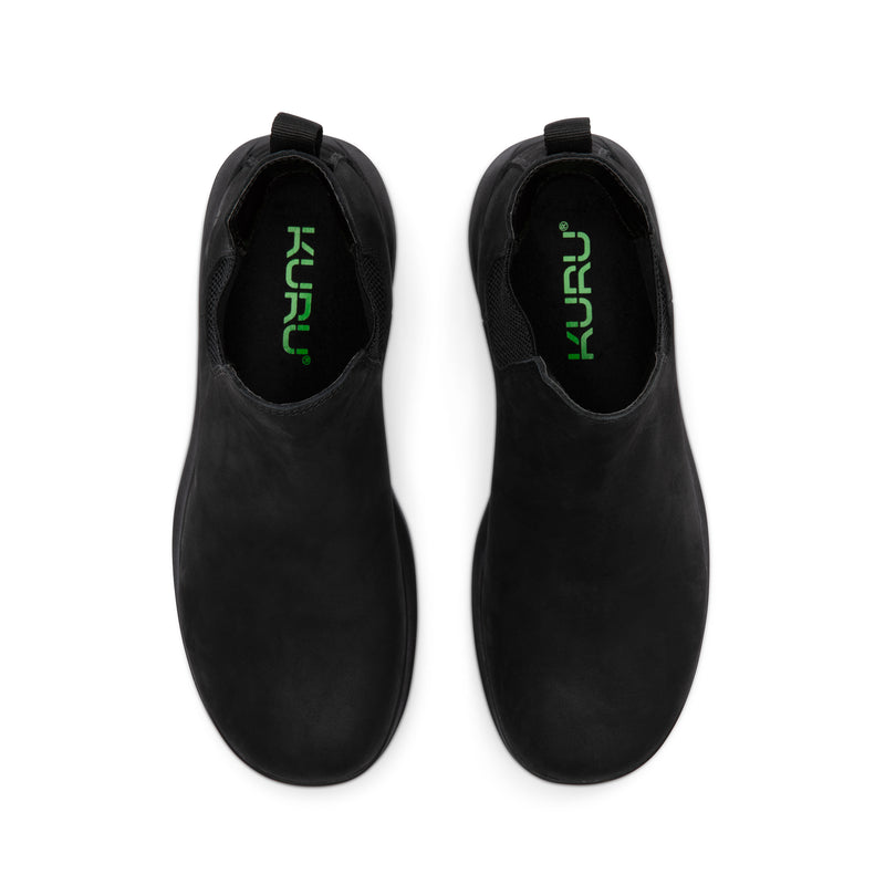 Top-down view of the KURU DRAFT Salo Men's Slipper in Jet Black.