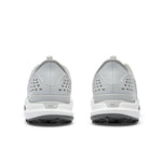 Back heel view of the KURU DRIVE Golf Unisex Golf Shoe in Dove Gray-Bright White.