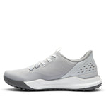 Inner side view of the KURU DRIVE Golf Unisex Golf Shoe in Dove Gray-Bright White.