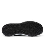 Outsole view of the KURU DRIVE Golf Unisex Golf Shoe in Jet Black-Bright White, showing the KURUSOLE tread.