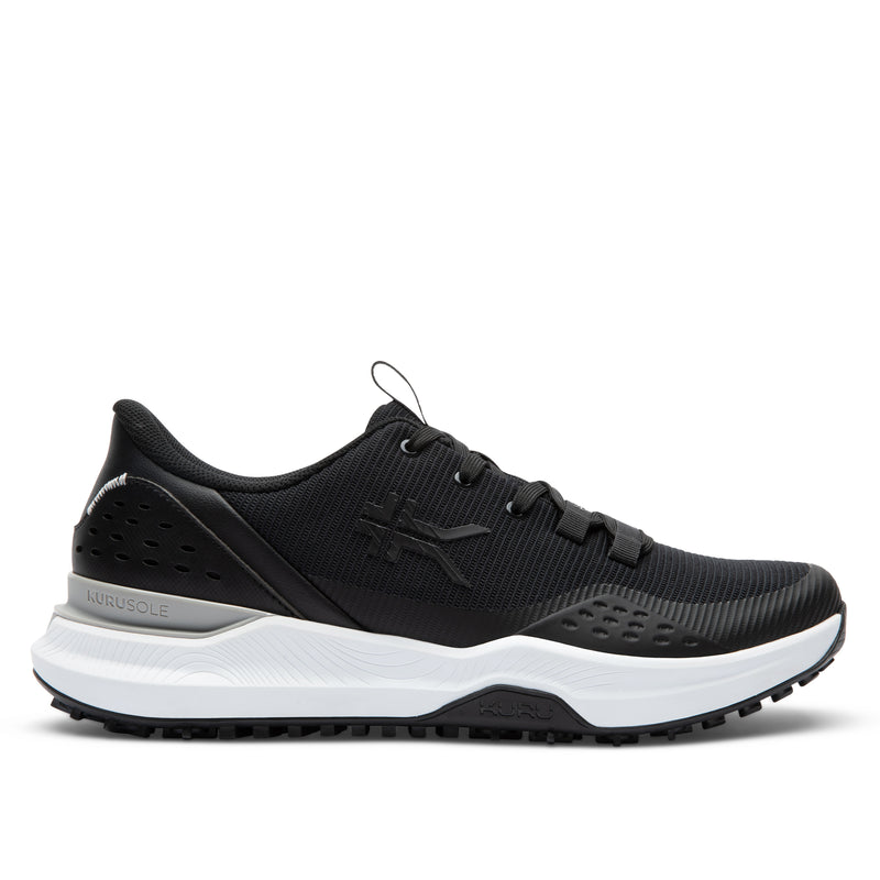 KURU DRIVE Golf Unisex Golf Shoe in Jet Black-Bright White.