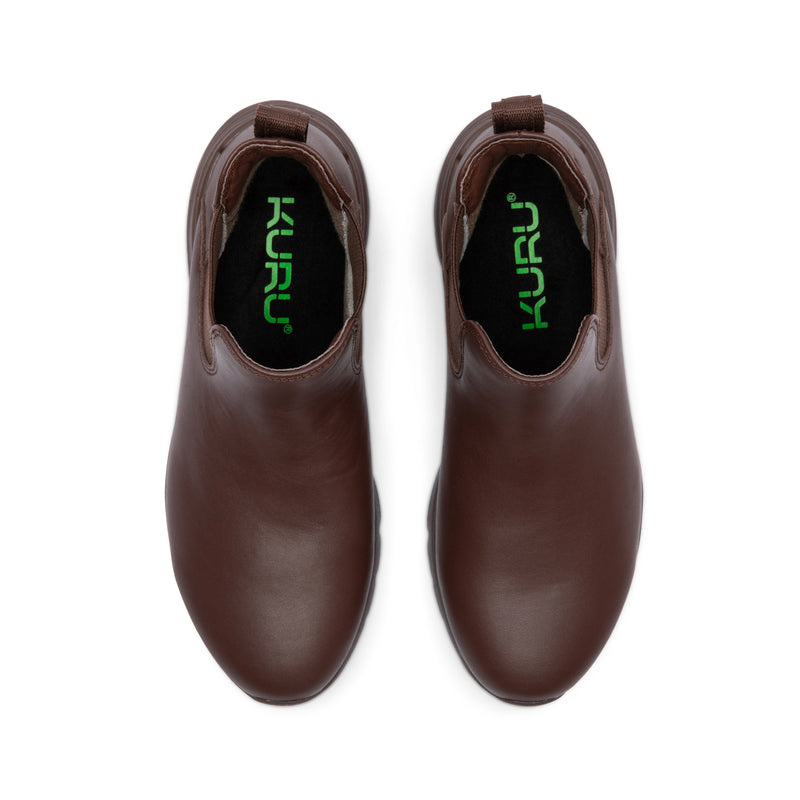 Top-down view of the KURU FLEX Astra Women's Sneaker in Deepchestnutbrown.