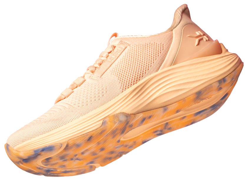 KURU TRIPLE MAX Ion Unisex Sneaker in Peach with marbled gummy outsole.