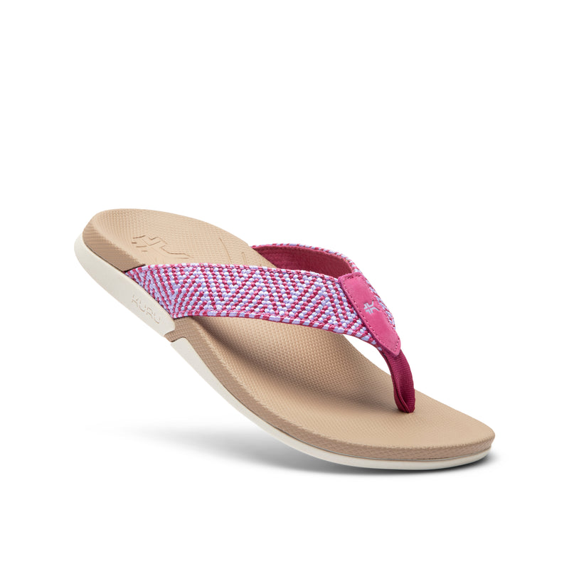 Angled profile view of the KURU KALA 2 Women's Sandal in Berry Fizz.