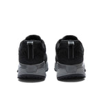Back heel view of the KURU KOVA Composite Toe Unisex Work Sneaker in Jet Black-Smoke Gray.
