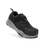 Angled profile view of the KURU KOVA Composite Toe Unisex Work Sneaker in Jet Black-Smoke Gray.
