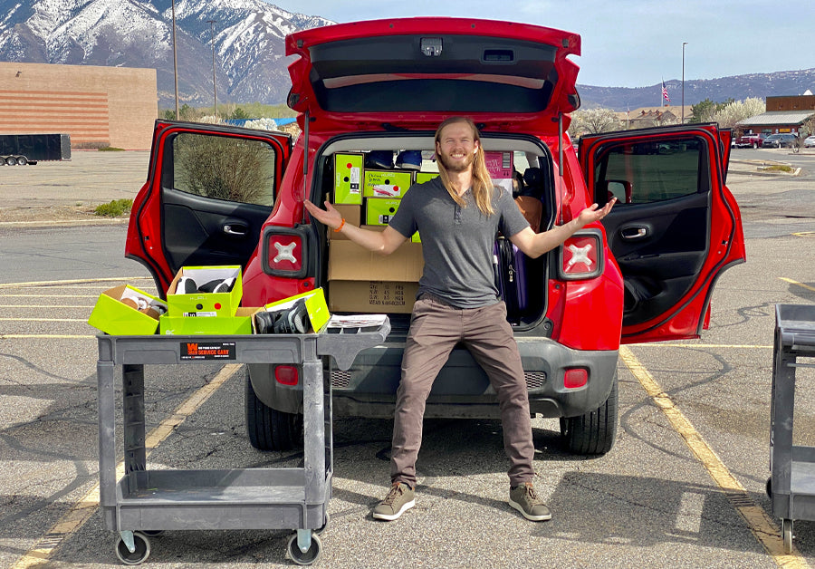 KURU Footwear Outlet Sale 2023 Customer Johnny with all of his shoes!