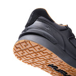 Close-up of the KuruSole and gum outsole on the KURU APOGEE Luxe Unisex Leather Sneaker in Jet Black.