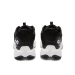 Rear view of the KURU ATOM 2 Men's Athletic Sneaker in Jet Black-Bright White showing KURUSOLE heel cup.