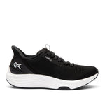 KURU ATOM 2 Men's Athletic Sneaker in Jet Black-Bright White, lateral view.